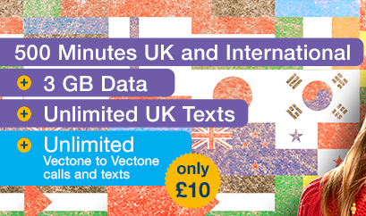 Get 500 Minutes for UK and International Calls Plus 3GB Data